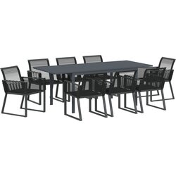 vidaXL 9 komadi vrtni set crni poliratan, Proširivi vrtni stol antracit (140-210)x90x73 cm Cijene