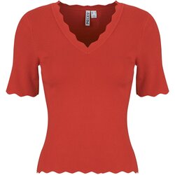 Pieces PCJULINE SS V-NECK KNIT Crvena Cene