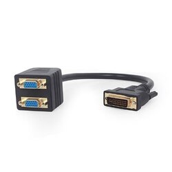 VIDEO splitter Passive DVI-I male to dual VGA female splitter cable, 0.3 m, black, GEMBIRD, A-DVI-2VGA-01 Cene