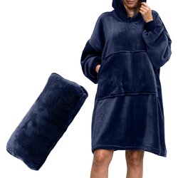 Pulover odeja s kapuco 4v1 – temno modra XXL - Froster - Home warming - Najstniki Cene