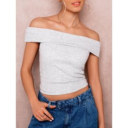 Edoti Women's ribbed crop top with open shoulders SL Cene