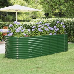 vidaXL Vrtna sadilica od čelika obloženog prahom 249x100x68 cm zelena Cijene