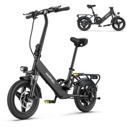 Hillmiles Električno mestno kolo Mile 1, motor 250 W, baterija 36 V 10,4 Ah, zložljivo 14 palcev, 25 km/h, črno, (22148606) Cene