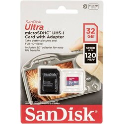 Sandisk SDHC MICRO 32GB ULTRA MOBILE, 120 MB/s, UHS-I C10, A1, adapter SDSQUA4-032G-GN6MA Cene