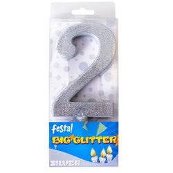 Big glitter, svećica, silver, broj 2 ( 710152 ) Cene