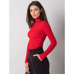 Fashion Hunters RUE PARIS Ladies' red, ribbed turtleneck Cene