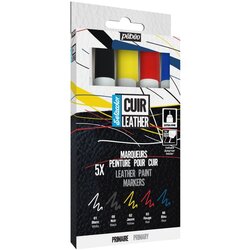  Markeri za kožu Pebeo Setacolor - primarni set od 5 komada (set markera) KORIŠTENO Cijene