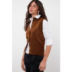 Trendyol limited edition brown lurex soft textured knitwear cardigan Cene