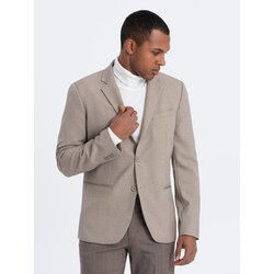 Ombre Men's elegant jacket with decorative buttons on cuffs - beige Cijene