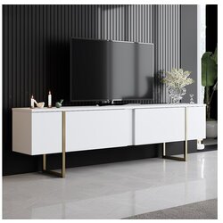 Hanah home tv komoda lux - bela, zlatna Cene