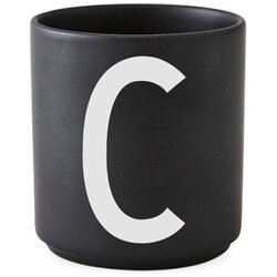 Design Letters Črna porcelanasta skodelica Alphabet C, 250 ml Cene