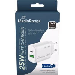 Mediarange hitri stenski polnilec 25W GaN 1x USB-C + 1x USB-A Cene