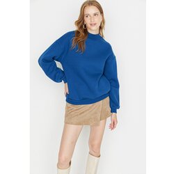 Trendyol Indigo Stand Collar Loose Knitted Sweatshirt Cene