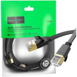 hoco. Hoco Mrežni kabl, CAT6, Gigabit Ethernet, flat, 5 met., crna - US07 General, 5 met., Crni Cijene