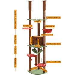 PEQULTI Prilagodljiv višinski mačji dreves, stabilna zasnova, večnivojske platforme, AMT0119BN, XL, (5000161402) Cene