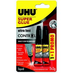 Uhu SEKUNDNO LEPILO SUPER GLUE CONTROL 3 ML 1+1 GRATIS Cene