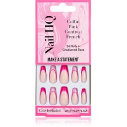 Nail HQ Coffin Pink Contrast French Umjetni nokti s ljepilom i aplikatorom 24 kom Cene