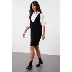 Trendyol Black Hair Braided Knitwear Gilet Dress Cijene