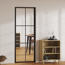 Furnova Notranja vrata ESG steklo in aluminij 76x201,5 cm črna, (21944544) Cene