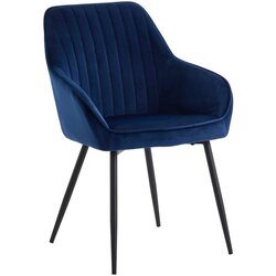 Unique Furniture Temno modri žametni jedilni stoli z nasloni za roke v kompletu 2 ks Nolan Stripe – Cene