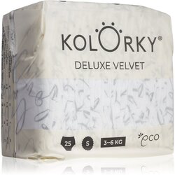 Kolorky Deluxe Velvet Love Live Laugh ekološke plenice za enkratno uporabo velikost S 3-6 Kg 25 kos Cene