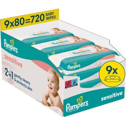 Pampers Sensitive Baby Wipes vlažne maramice za čišćenje za djecu 9x80 kom Cijene