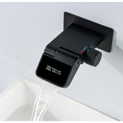  BSW1500 ELITE EDITION: Zidna armatura s prikazom temperature in preklopnim izlivom 180° - Črna Cene