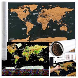 Kruzzel Karta svijeta za grebanje sa zastavicama + pribor 82x59cm Cene