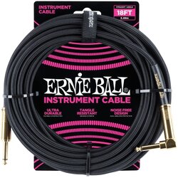 Ernie Ball kabel P06086 - 18FT(4,5m) BRAIDED 6,3mm - 6,3mm L instrument - BLK boja Cene