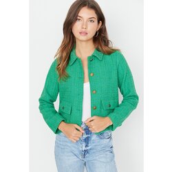 Trendyol Green Fitted Pocket Detail Plaid Crop Woven Jacket Cijene