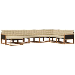 vidaXL Zunanja garnitura za sedenje z blazino 8 pcs Naravna in bež, (5000273116) Cene