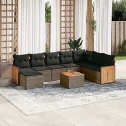 vidaXL 9-dijelni set vrtnih sofa od poliratana s jastucima sivi Cijene