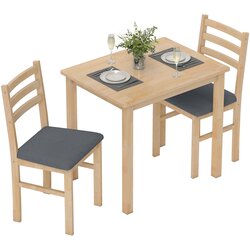 HOMCOM jedilni komplet kavčuk les, MDF 80D x 60Š x 74,5V cm Naraven les, (5000242605) Cene