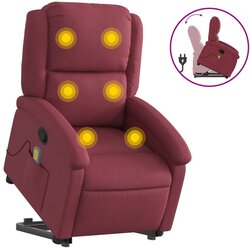 Maison Chic masažni naslanjač - Relax naslanjač s funkcijo vstajanja vinsko rdeče blago, (22061078) Cene