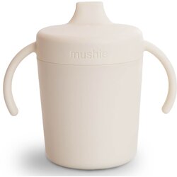 Mushie silikonski lonček z ročaji za učenje pitja sippy cup ivory Cene