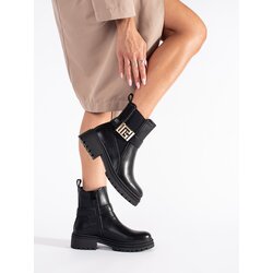 SEASTAR black classic ankle boots with a decorative belt Cene