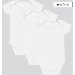 Mafimi Pamučni Bodići kratak rukav za bebe i decu set od 3 - bela Cene