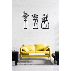 Atelier Del Sofa Set zidnih ukrasa Cvijet u boci, 1,5 mm, 3 komada, crni Cijene