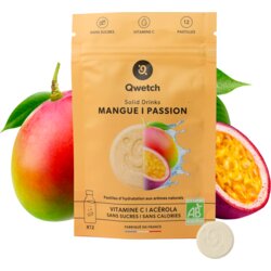 Qwetch Solid Drinks - Organic Mango & Passion fruit - Vitamin C - 12 šum. tabl. Cene