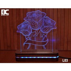 Black Cut 3D lampa sa 9 različitih boja i daljinskim upravljačem - ruže ( L03 ) Cene