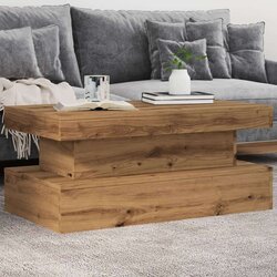 vidaXL Stolić za kavu s LED svjetlima boja hrasta artisan 90x50x40 cm Cijene