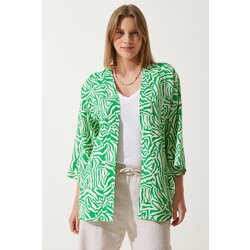  Women's green bone patterned viscose kimono Cene