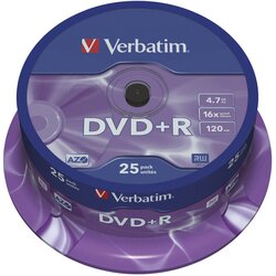 Dvd PLUS R 4,7/120 16X SPINDL MAT SILVER PK25 VERBATIM 43500 Cene