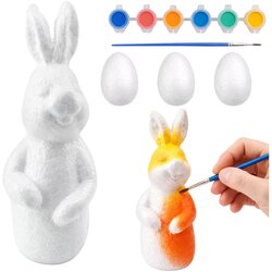 Bunny Styrofoam Decoration Painting Kit 3 Eggs Paint Cene