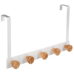 Five vješalica za vrata 5 kukica 33.3X8.2X20Cm metal bambus bijela Cijene