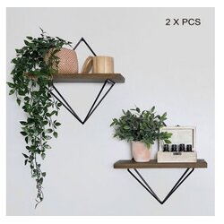Hanah home WR046 Zidna polica, 2 komada, Crno-smeđa Cijene