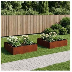 vidaXL Vrtna saksija 2 kom. Rđa 80 x 80 x 30 cm Otporni čelik - Otporni čelik 80 x 80 x 30 cm 2 Cijene
