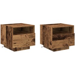 vidaXL Noćni ormarići s LED svjetlima 2 kom Stari drvo 40x39x37 cm Cijene