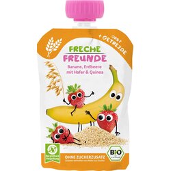 Freche Freunde Sadno-žitni pire v vrečki - banana in jagoda z ovsom in kvinojo - 100 g Cene