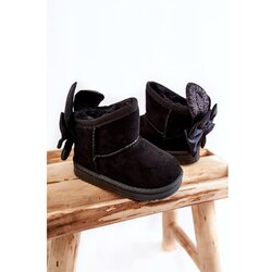 Kesi Girls' Warm Snow Boots With Bows Black Meriva Cijene